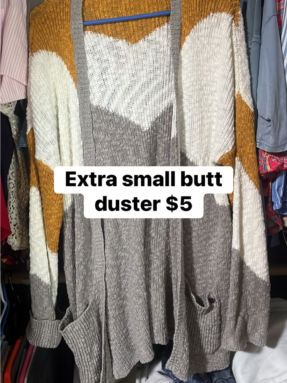 Cozy Colorblock Open-Front Women's Sweater Cardigan - Mustard, Cream & Gray